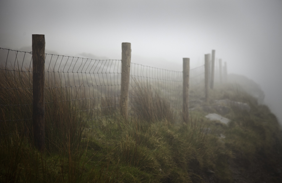 Fence in Mist, Connor Pass, County Kerry, Ireland