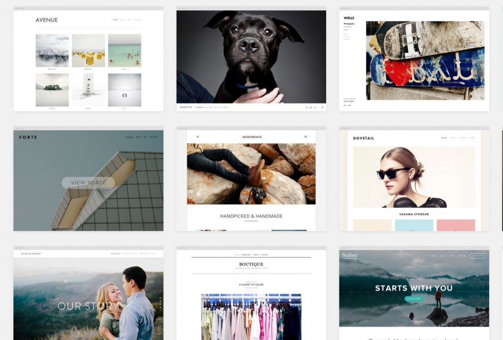 Just a few of the themes available on Squarespace.