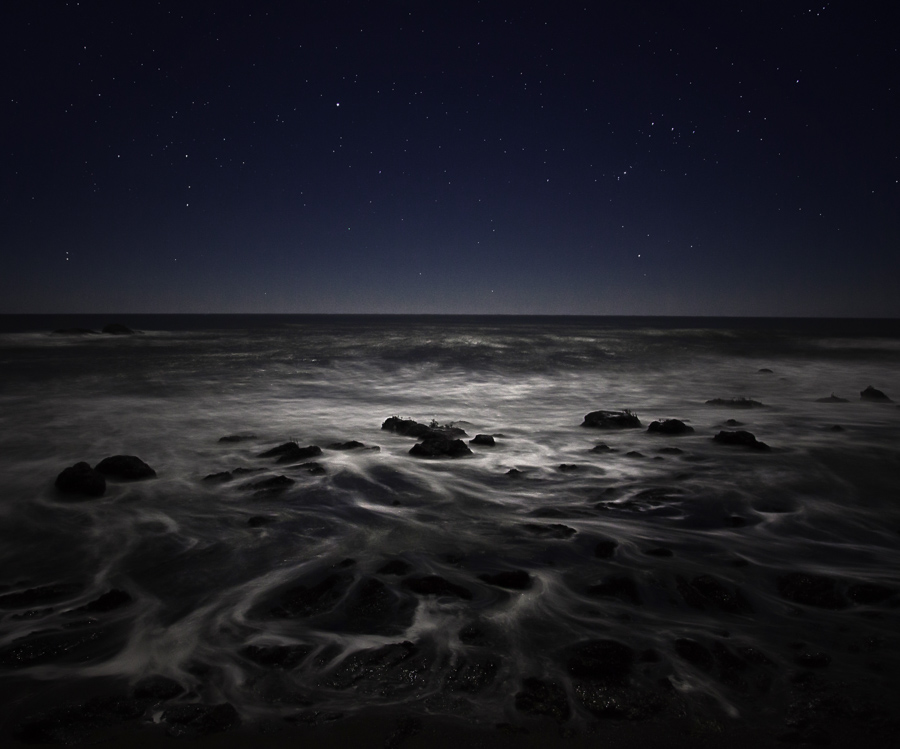 Night photography on the California coast