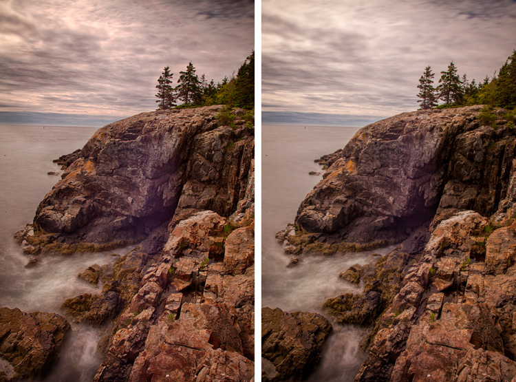 Comparison of processing of bracketed photos