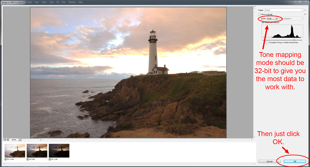 Photoshop HDR - preprocessing dialogue box