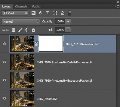 Photoshop layers showing a reveal all layer mask