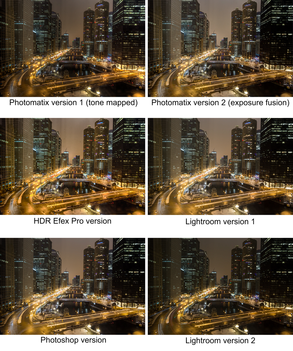 Different versions of a photo to use as starting points for an Uncompromising HDR photo