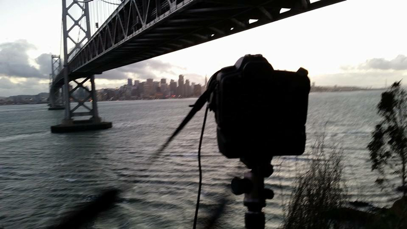 iPhone picture of camera set up for Bay Bridge photo