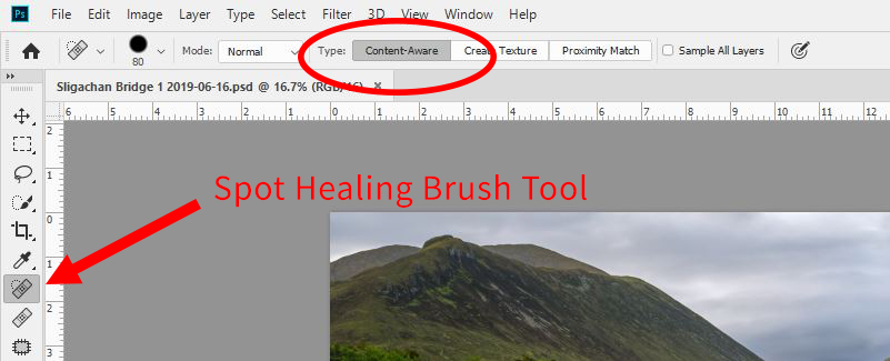 Spot healing brush graphic
